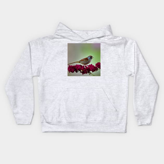 Beautiful Sparrow Flowered Branch Kids Hoodie by adorcharm